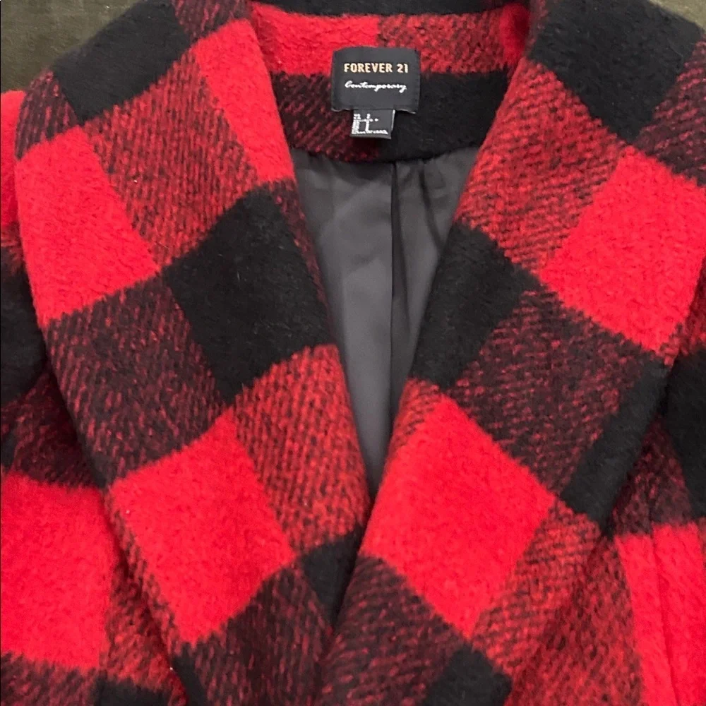 Forever 21 Red and Black Plaid Coat